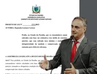 PL do deputado Luciano Cartaxo proíbe concessionárias de água e energia de cobrarem com base em estimativa ou média de consumo anterior 